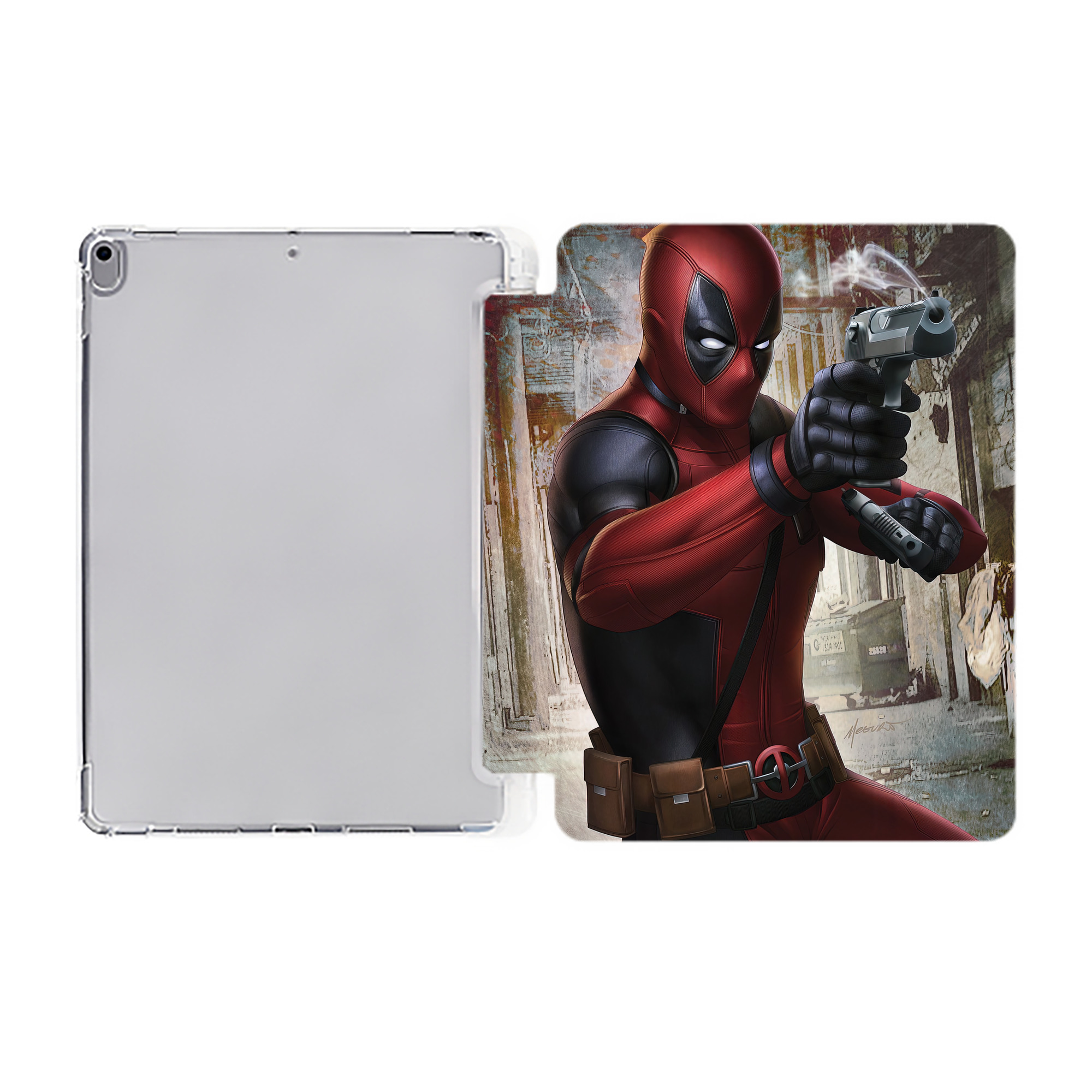 （画像用） Deadpool デッドプール IPad ケース ペン収納付き 三つ折りスタンド PUレザー×シリコン 対応機種9.5/10.5/10.9インチ